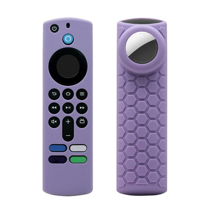 2pcs Remote Control Case For Amazon Fire TV Stick 2021 ALEXA 3rd Gen With Airtag Holder(Purple) - Remote Control Covers by PMC Jewellery | Online Shopping South Africa | PMC Jewellery