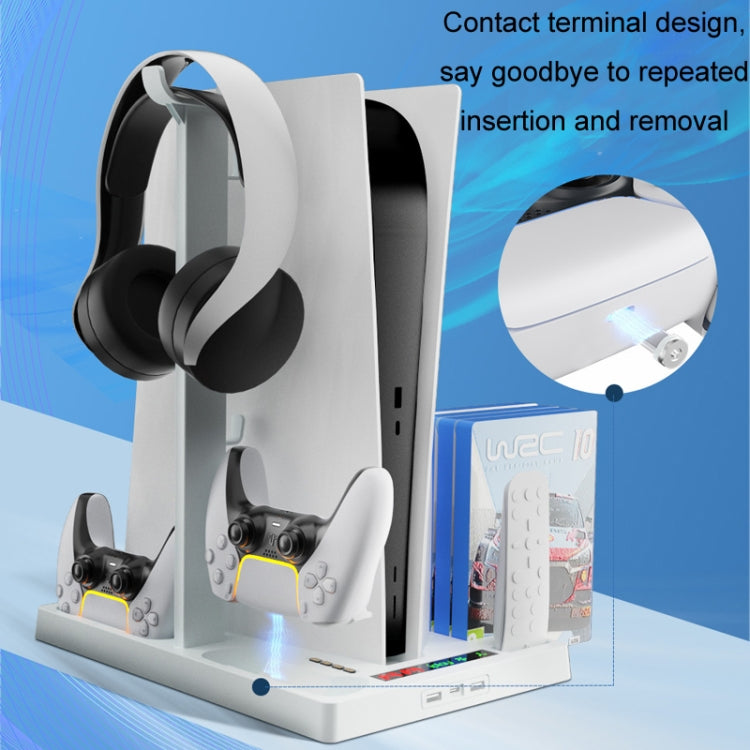 iplay for PS5 Host Cooling Handle Charging Base with Disc Storage Rack(White) - free shipping - PMC TechLife - Order now!