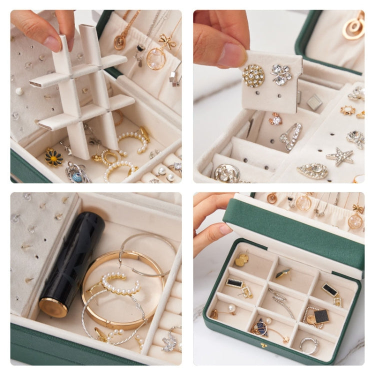 Large-capacity Three-layer PU Leather Waterproof Jewelry Storage Box Earring Necklace Storage Box(White) - Jewelry Storages by PMC Jewellery | Online Shopping South Africa | PMC Jewellery