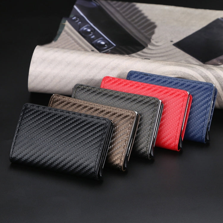 Baellerry RFID Anti-theft Plaid Leather Wallet Metal Aluminum Box Automatic Eject Type Card Holder(Dark Brown) - Antimagnetic RFID Package by Baellerry | Online Shopping South Africa | PMC TechLife | Buy Now Pay Later Mobicred