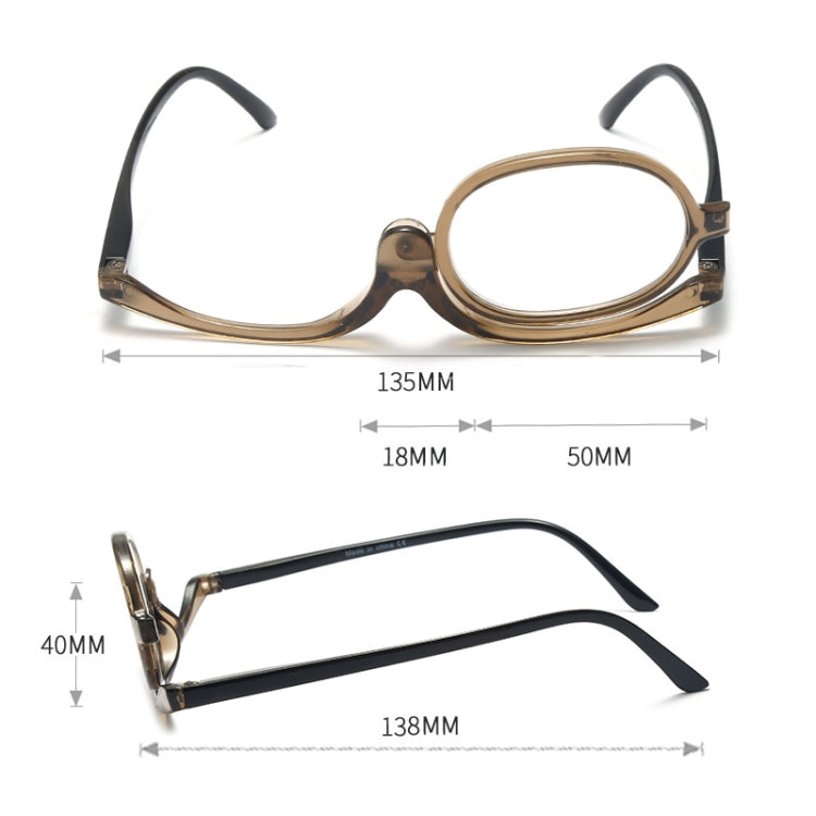 Makeup Presbyopic Glasses Monolithic Reading Glass Magnifying Glass, Degree: +350(Tea Color) - Presbyopic Glasses by PMC Jewellery | Online Shopping South Africa | PMC Jewellery