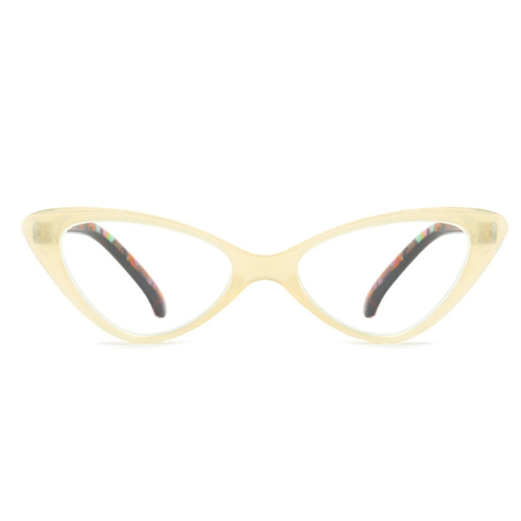 Street Stall Triangular Cat Eye Presbyopic Glasses, Degree: +350(Light Yellow) - Presbyopic Glasses by PMC Jewellery | Online Shopping South Africa | PMC Jewellery