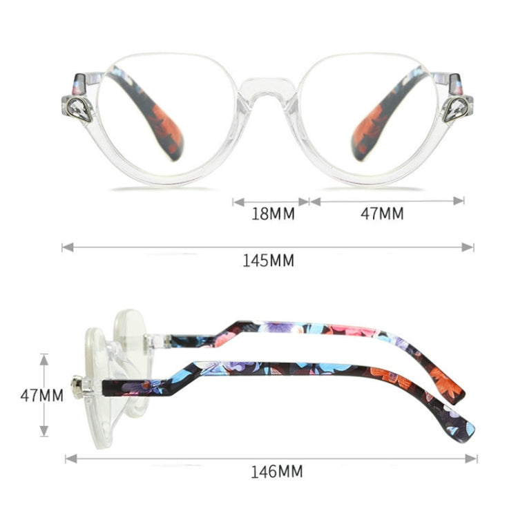 Diamond Studded Cat Eye Presbyopic Glasses Half-frame Fish-filament Glasses Unisex, Degree: 150(Gray Purple) - Presbyopic Glasses by PMC Jewellery | Online Shopping South Africa | PMC Jewellery