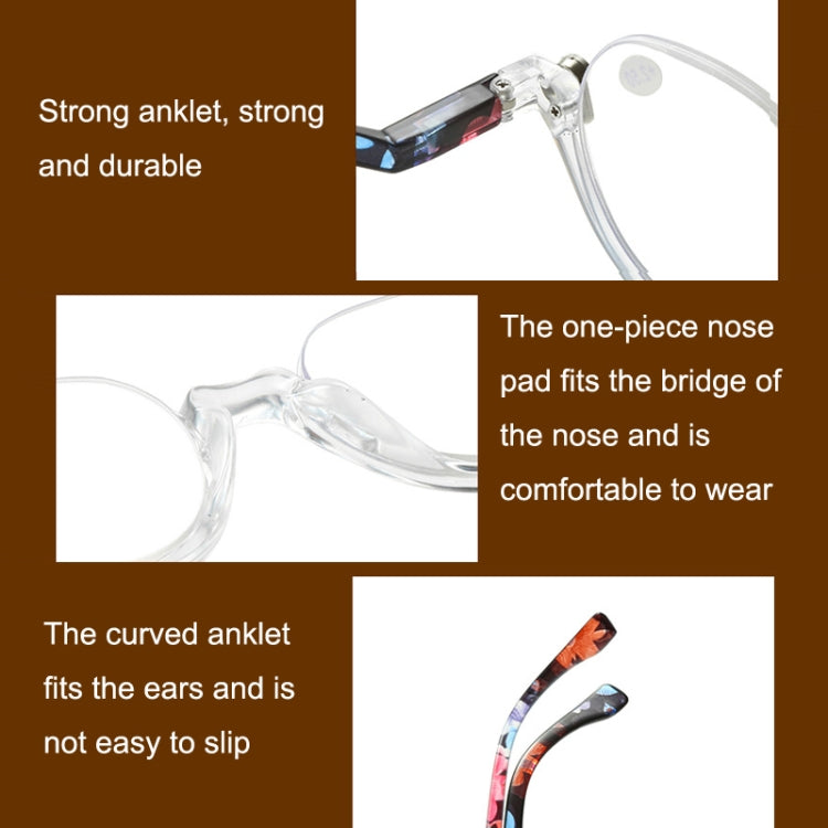 Retro Flexible Durable Portability HD Presbyopic Glasses +350(Beanflower) - Presbyopic Glasses by PMC Jewellery | Online Shopping South Africa | PMC Jewellery