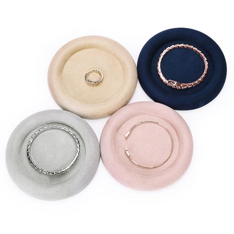 12x1.8cm Jewelry Ring Velvet Leather Round Empty Plate Bracelet Display Rack(Gray) - Jewelry Storages by PMC Jewellery | Online Shopping South Africa | PMC Jewellery