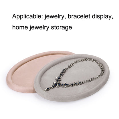 30x20x1.8cm Jewelry Tray Ring Velvet Leather Oval Empty Plate Earrings Necklace Jewelry Display Plate(Pink) - Jewelry Storages by PMC Jewellery | Online Shopping South Africa | PMC Jewellery