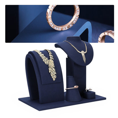 Jewelry Display Props Blue Microfiber Window Necklace Earring Ring Stand Set 8 - Jewelry Storages by PMC Jewellery | Online Shopping South Africa | PMC Jewellery