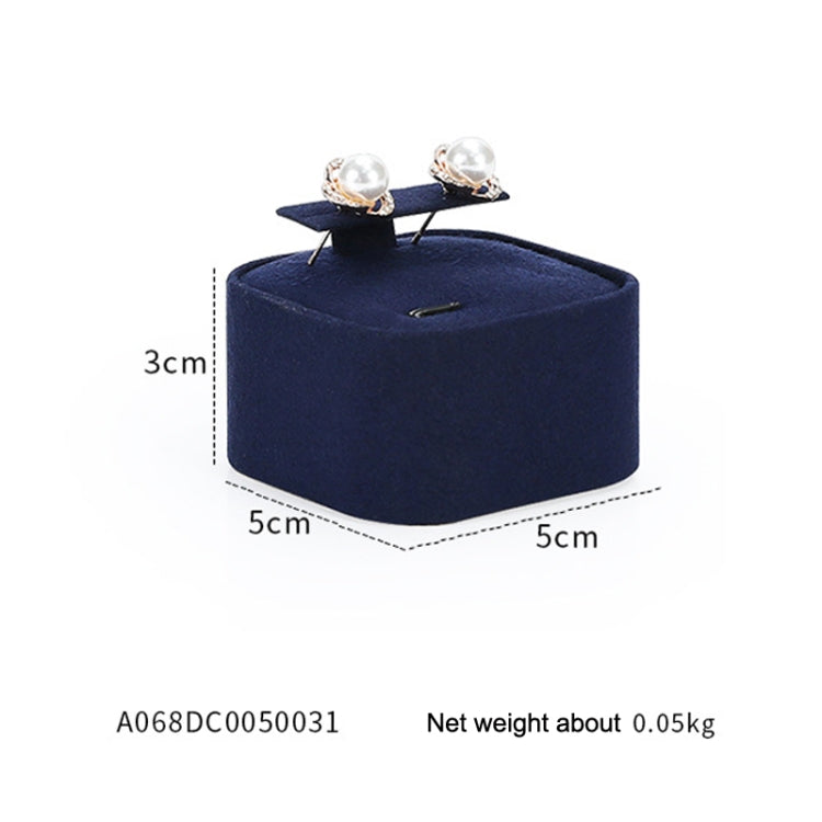 5x5x3cm Rectangular Stud Seat Jewelry Display Props Blue Microfiber Window Necklace Earring Ring Stand - Jewelry Storages by PMC Jewellery | Online Shopping South Africa | PMC Jewellery