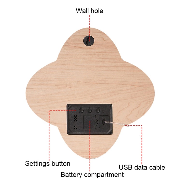 G236 LED Digital Display Flower Shape Living Room Wall Clock(Wood Grain) - free shipping - PMC TechLife - Order now!