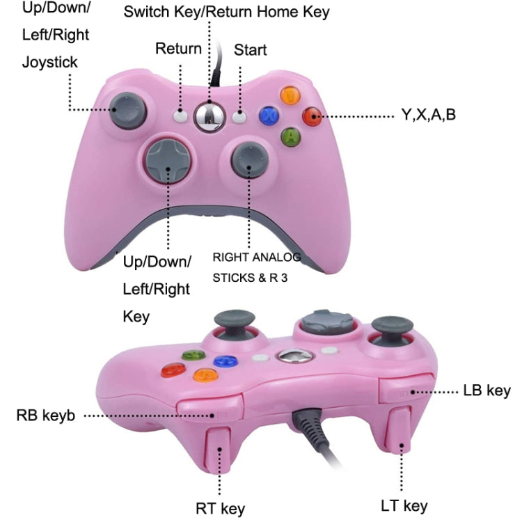 For XBOX 360 Console And PC USB Dual Vibration Wired Gamepad(Pink) - Gamepad by PMC Jewellery | Online Shopping South Africa | PMC Jewellery