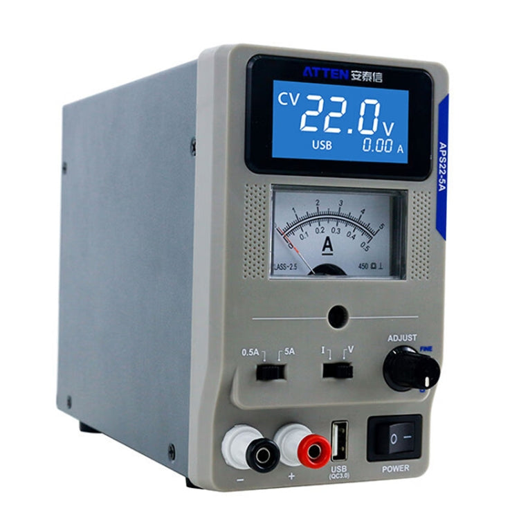 ATTEN APS22-5A 22V 5A USB Digital Variable Adjustable Laboratory DC Power Supply For Mobile Repair, EU Plug - free shipping - PMC TechLife - Order now!