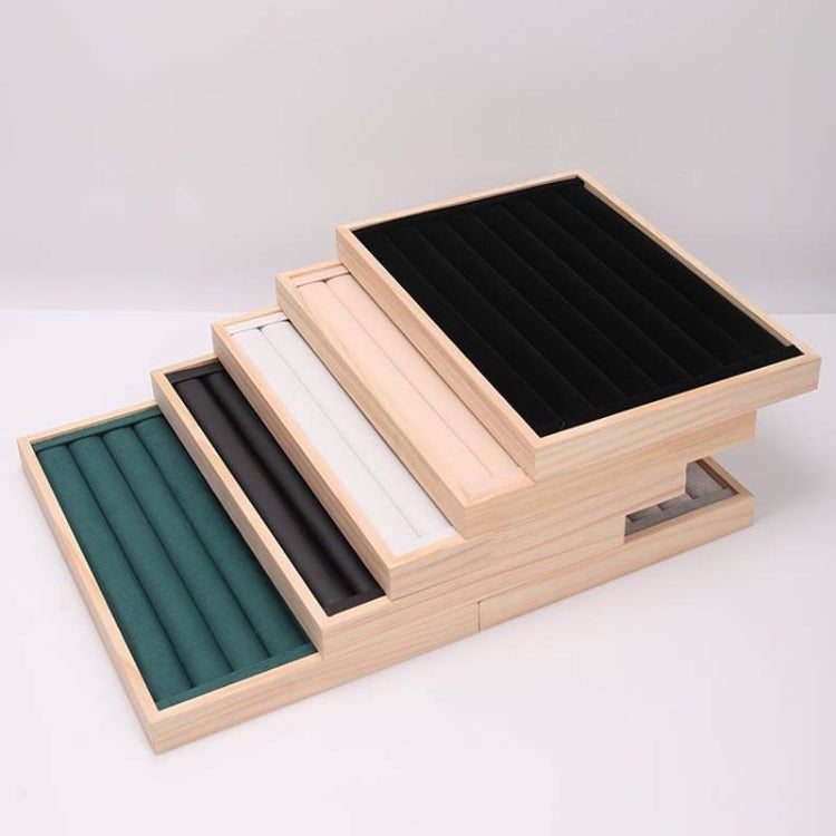 Solid Wooden Velvet Jewelry Display Tray Ring Earring Bracelet Storage And Organization Box, Specification: Small Ice Flower Velvet - Jewelry Storages by PMC Jewellery | Online Shopping South Africa | PMC Jewellery