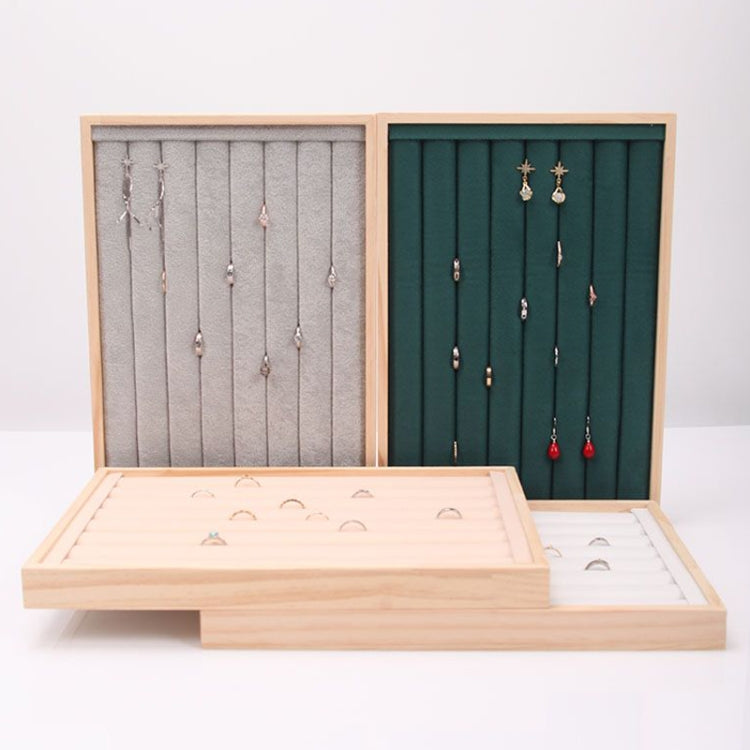 Solid Wooden Velvet Jewelry Display Tray Ring Earring Bracelet Storage And Organization Box, Specification: Small Dark Green - Jewelry Storages by PMC Jewellery | Online Shopping South Africa | PMC Jewellery