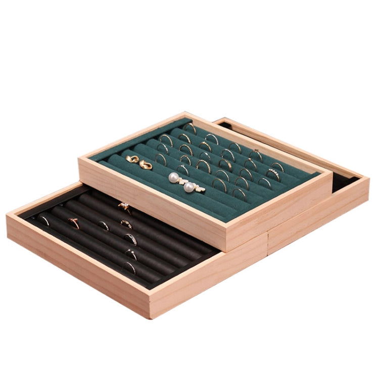 Solid Wooden Velvet Jewelry Display Tray Ring Earring Bracelet Storage And Organization Box, Specification: Medium Black Velvet - Jewelry Storages by PMC Jewellery | Online Shopping South Africa | PMC Jewellery