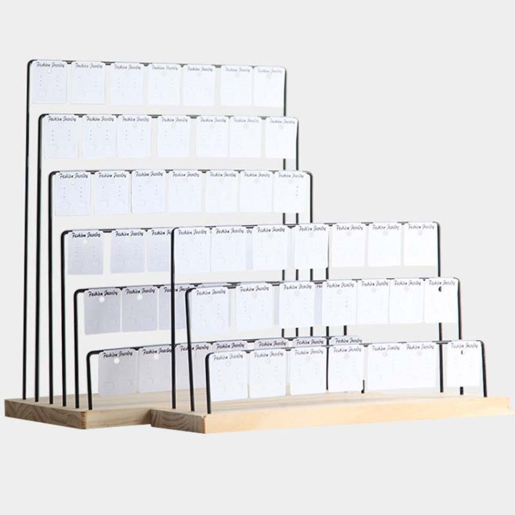 Wooden Base Iron Multi-Layer Earrings Storage Display Rack Can Hang Jewelry Display Shelf, Style: 5 Layers (Black) - Jewelry Storages by PMC Jewellery | Online Shopping South Africa | PMC Jewellery