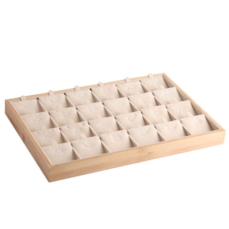 Bamboo Wooden Grid Liner Jewelry Display Tray Necklace Pendant Storage Tray Showcase, Style: 24 Grid Beige - Jewelry Storages by PMC Jewellery | Online Shopping South Africa | PMC Jewellery