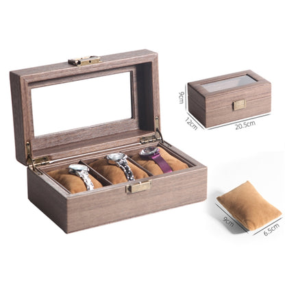 Wood Grain Leather Watch Display Box Watch Storage Case Jewelry Box, Style: 3 Digit Long - Watch Storages by PMC Jewellery | Online Shopping South Africa | PMC Jewellery