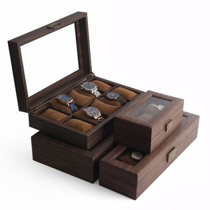 Wood Grain Leather Watch Display Box Watch Storage Case Jewelry Box, Style: 12 Digit Long - Watch Storages by PMC Jewellery | Online Shopping South Africa | PMC Jewellery