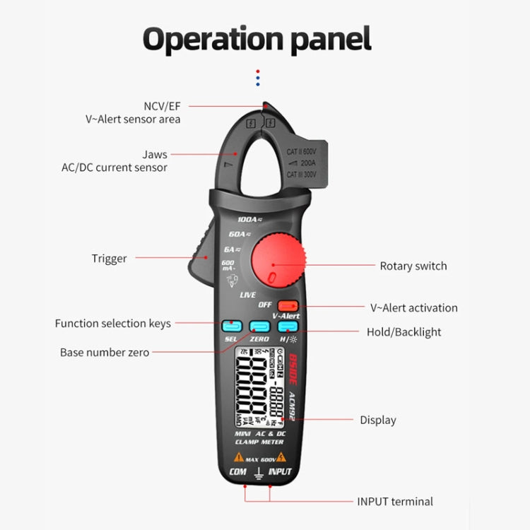 BSIDE ACM92 Digital Clamp Multimeter Current And Voltage Tester - free shipping - PMC TechLife - Order now!