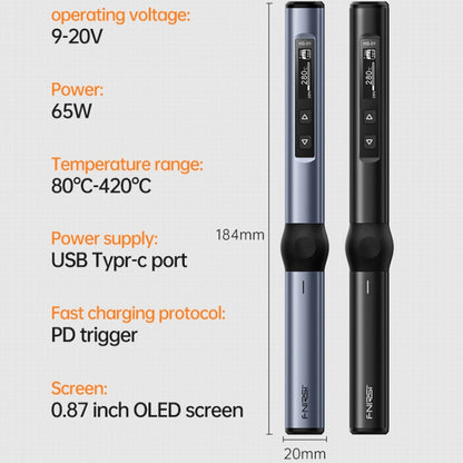 FNIRSI 4pcs/ Set Mini Soldering Station Digital Display Constant Temperature Smart Soldering Iron, Color: Black Standard BC2 - Electric Soldering Iron by FNIRSI | Online Shopping South Africa | PMC Jewellery | Buy Now Pay Later Mobicred