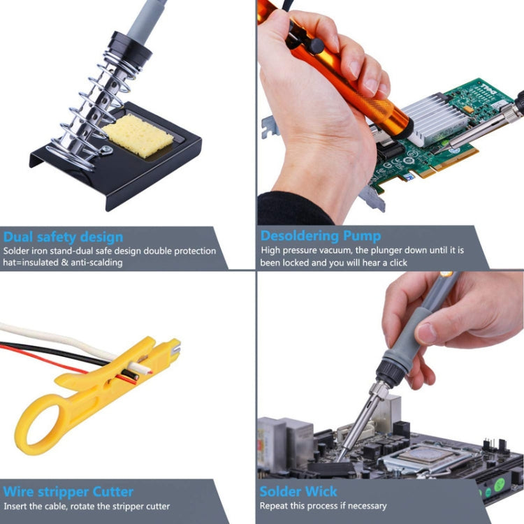 19 in 1 60W Adjustable Temperature Soldering Iron Multimeter Tool Set, Color: Gray EU Plug - free shipping - PMC TechLife - Order now!