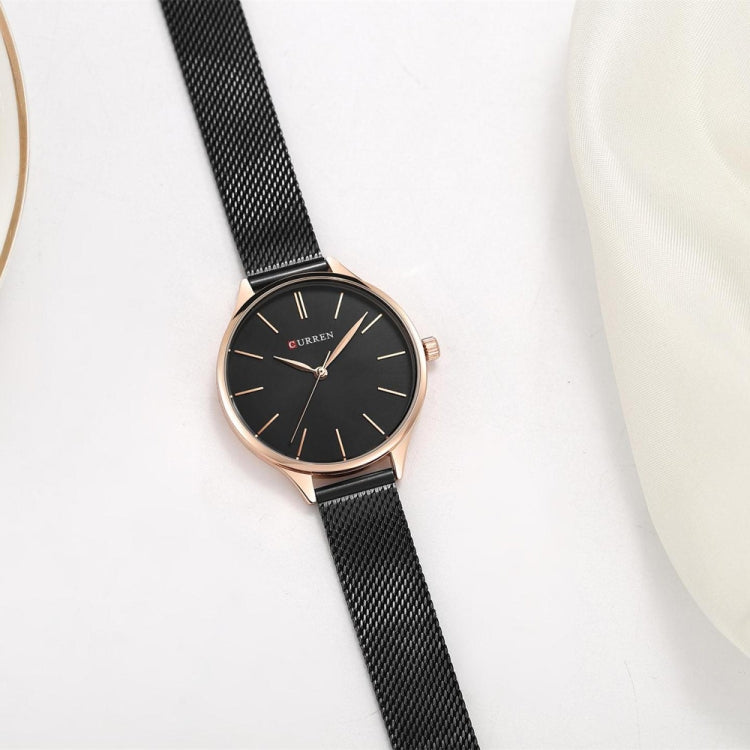 Curren 9024 Casual Steel Strap Waterproof Women Quartz Watch, Color: Rose Shell Black Surface - Alloy Watches by Curren | Online Shopping South Africa | PMC Jewellery | Buy Now Pay Later Mobicred