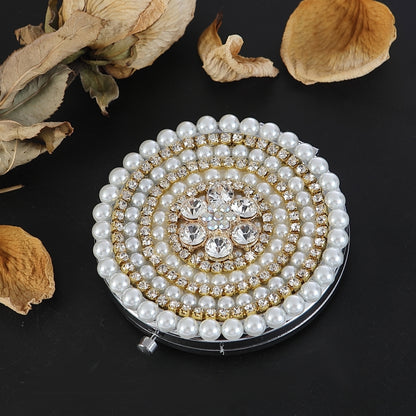 Metal Makeup Round Mirror Portable Diamond Mirror Folding Mini Double-sided Round Mirror - Mirror by PMC Jewellery | Online Shopping South Africa | PMC Jewellery