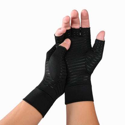 Black Fiber A Pair Sports Breathable Health Care Half Finger Gloves Rehabilitation Training Arthritis Pressure Gloves, Size:M - Safety Gloves by PMC Jewellery | Online Shopping South Africa | PMC Jewellery