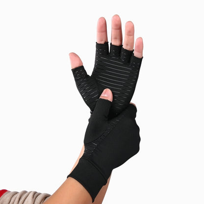 Black Fiber A Pair Sports Breathable Health Care Half Finger Gloves Rehabilitation Training Arthritis Pressure Gloves, Size:M - Safety Gloves by PMC Jewellery | Online Shopping South Africa | PMC Jewellery