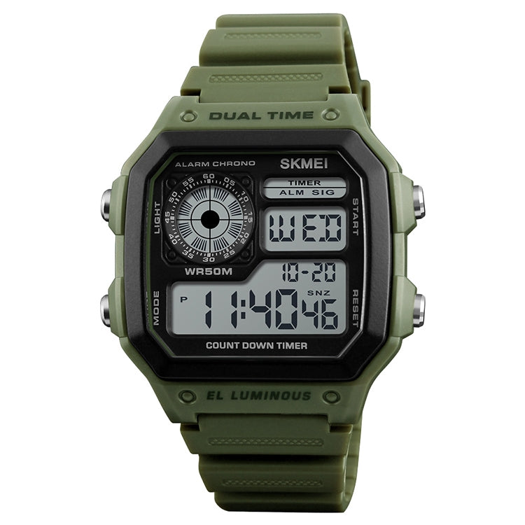 SKMEI 1299 Multifunctional Outdoor Sports Noctilucent Waterproof Digital Display Wrist Watch (Army Green) - Sport Watches by SKMEI | Online Shopping South Africa | PMC Jewellery | Buy Now Pay Later Mobicred