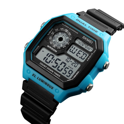 SKMEI 1299 Multifunctional Outdoor Sports Noctilucent Waterproof Digital Display Wrist Watch (Blue) - Sport Watches by SKMEI | Online Shopping South Africa | PMC Jewellery | Buy Now Pay Later Mobicred