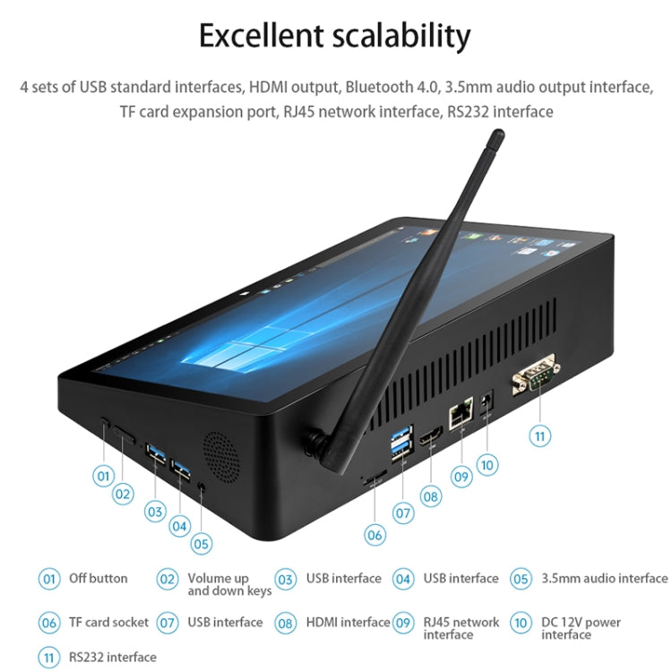 PiPo H10PRO All-in-One Mini PC, 10.1 inch, 8GB+128GB, Windows 10 Intel Celeron J4125 Quad Core up to 2.7GHz, Support WiFi & BT & TF Card & HDMI & RJ45, US Plug(Black) - PiPO by PiPo | Online Shopping South Africa | PMC Jewellery | Buy Now Pay Later Mobicred