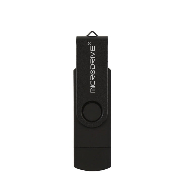 MicroDrive 8GB USB 2.0 Phone and Computer Dual-use Rotary OTG Metal U Disk (Black) - USB Flash Drives by MicroDrive | Online Shopping South Africa | PMC TechLife | Buy Now Pay Later Mobicred