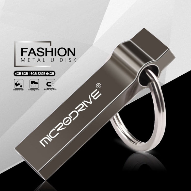 MicroDrive 4GB USB 2.0 Metal Keychain U Disk (Grey) - USB Flash Drives by MicroDrive | Online Shopping South Africa | PMC Jewellery